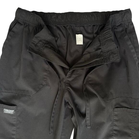 Cherokee Cargo Scrub Pants Sz M Black Medical Clinic Hospital Lab Uniform WW190 - Picture 4 of 11